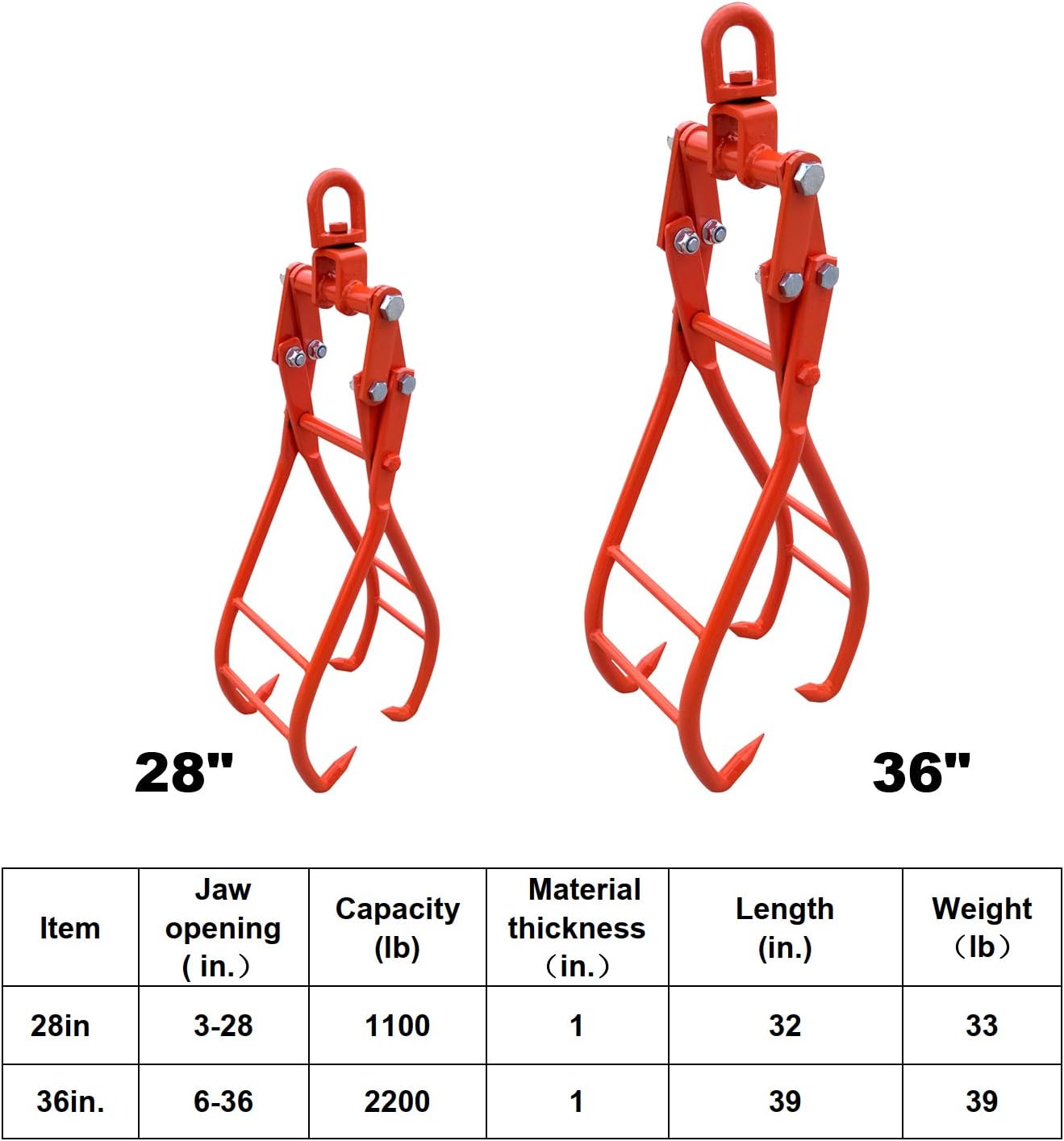 Log Lifting Tongs 28" 4 Claw Heavy Duty Solid Steel G34632
