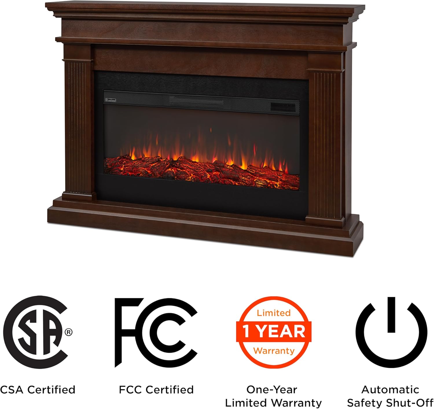 59" Landscape Electric Fireplace with Mantel, Remote Control, Timer Z754760