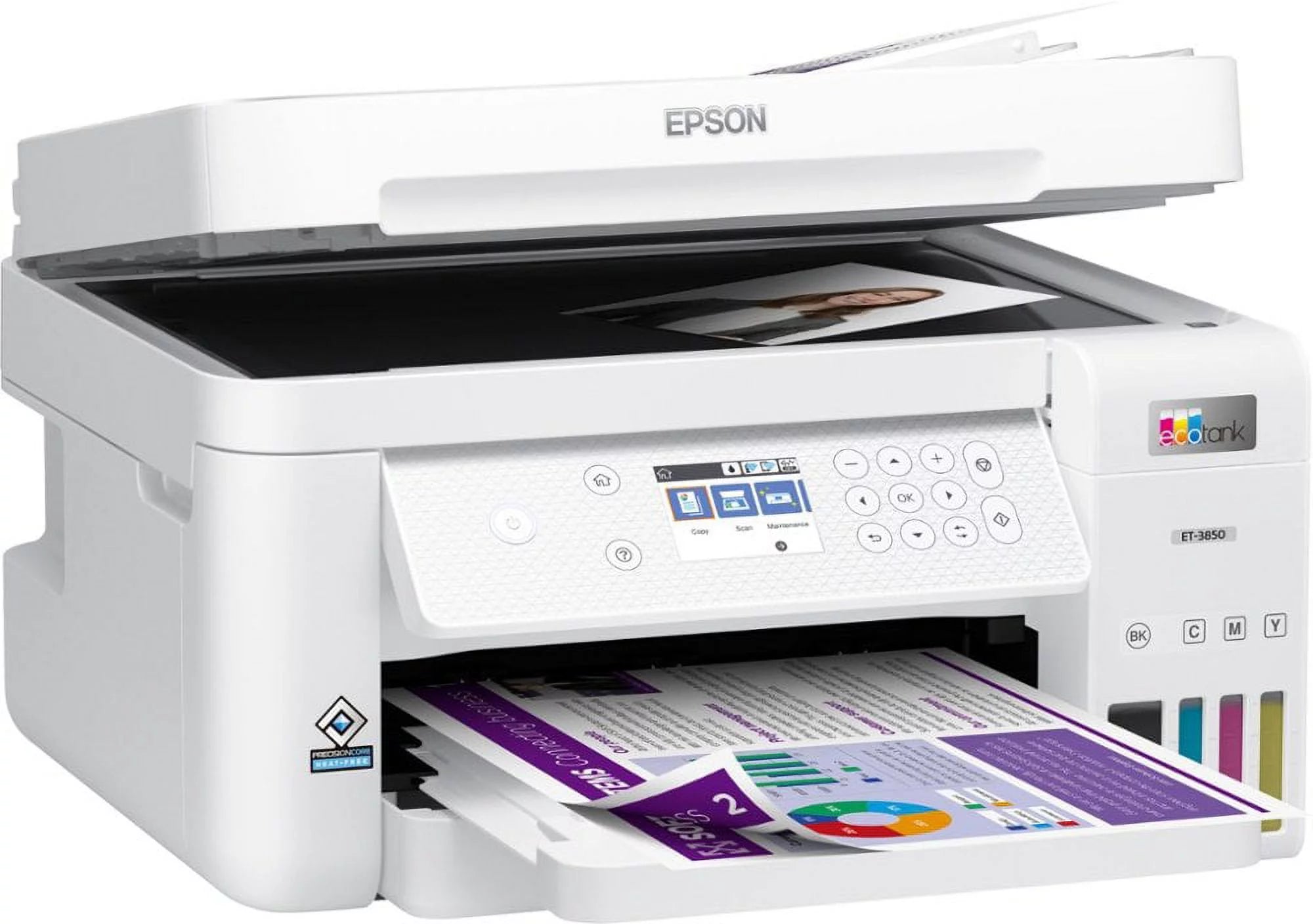 All-in-One Inkjet Printer with Scanner, Copier, White, Bundle with Printer Cable W677
