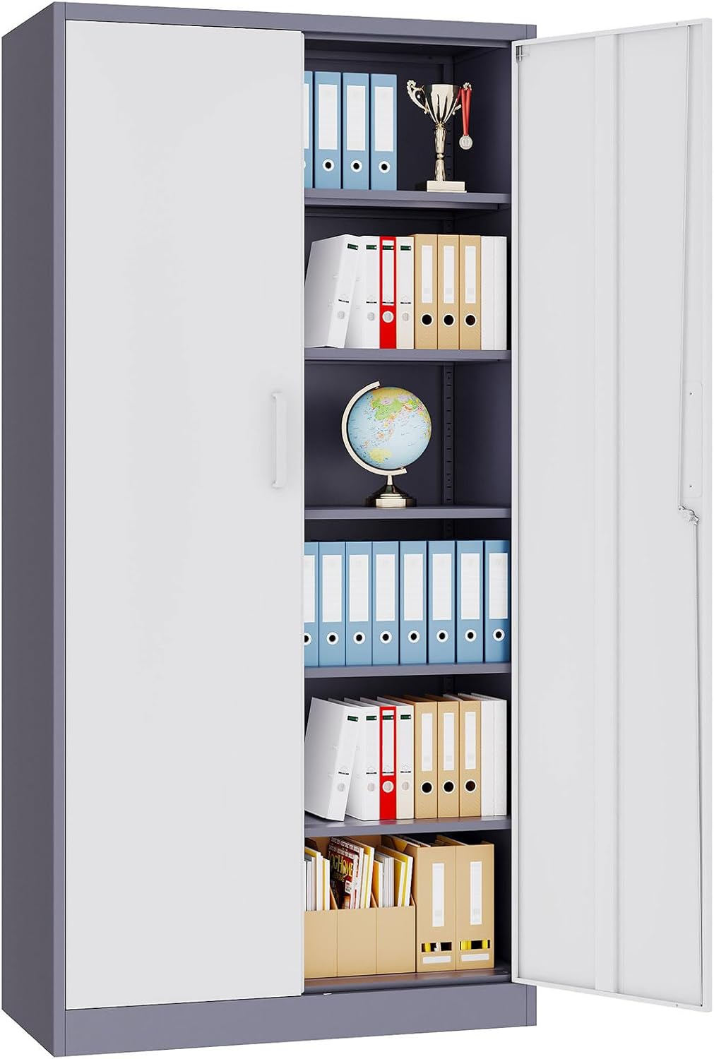Metal File Cabinet,Locking Storage Cabinet with 2 Doors and 4 Adjustbale Shelves,Steel Tool Cabinet for Garage,Basement,Home Office