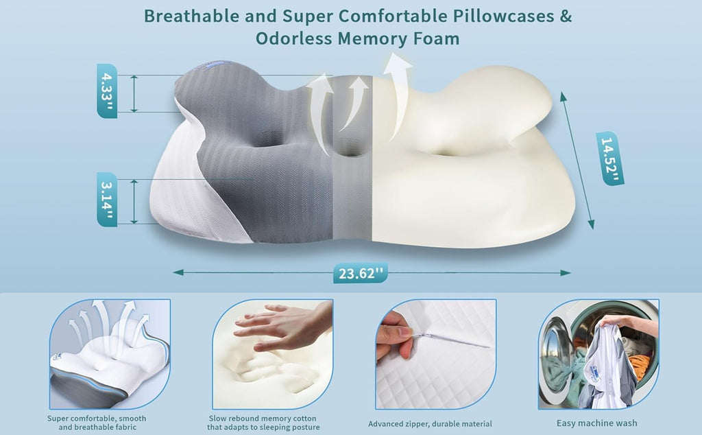 Cloud Contour Memory Foam Pillow with Pillowcase O40352