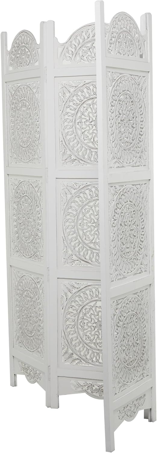 Wood Floral Handmade Partition Room Divider Screen 3 Panel Foldable Privacy Screen E299680