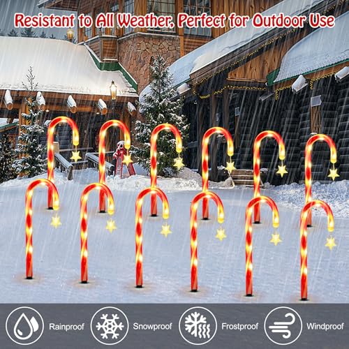 Solar Christmas Candy Cane Lights Outdoor, Pathway Stake Lights, 24 Pack G8137