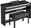 Setting 88-Key Weighted Digital Piano, Electric Upright Piano with 3-Pedal Unit Board, LCD Screen, Multi-Functional Full Size Keyboard & Power Adapter for Beginner/Adult (White), 53.5x29.9x12.2''