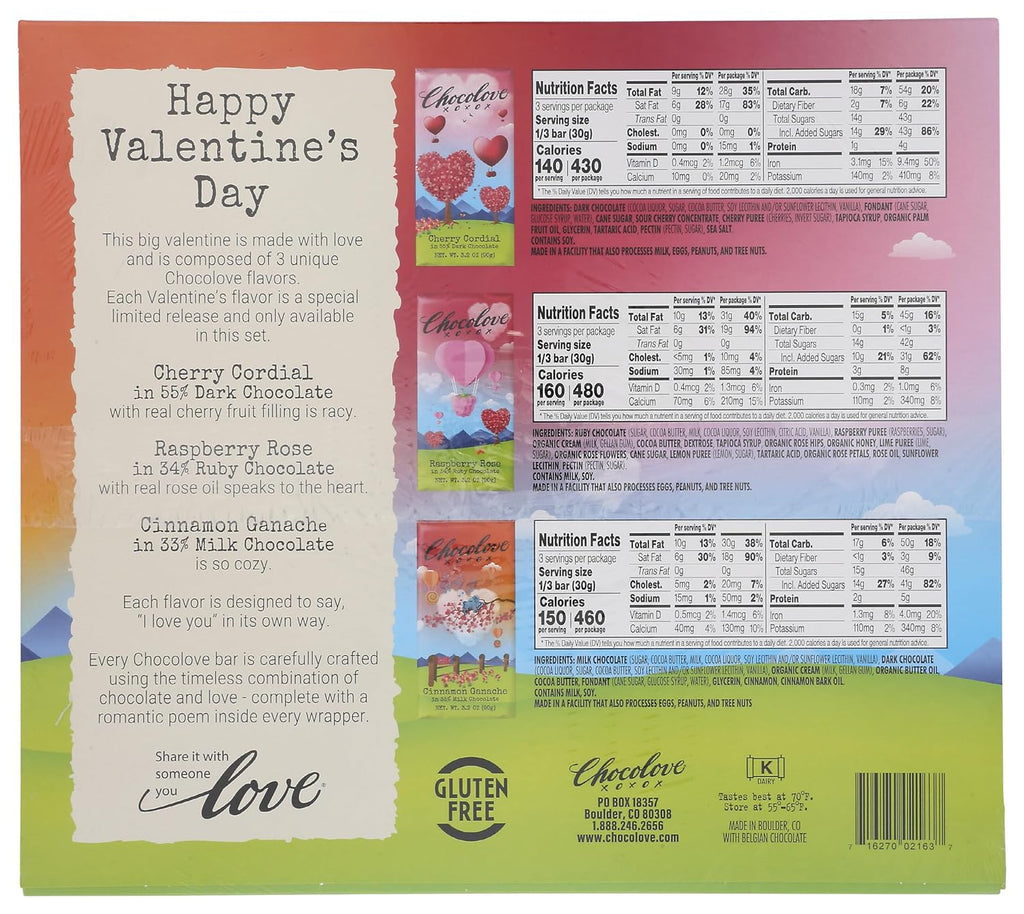 Assorted Valentine's Day Chocolate Bars, 9.6 oz M5371