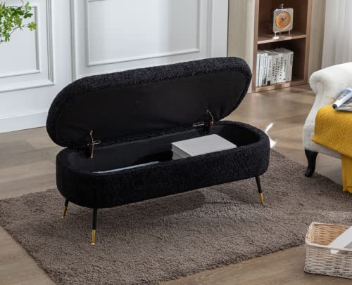 Modern Storage Bench with Metal Legs Upholstered Seating G77350