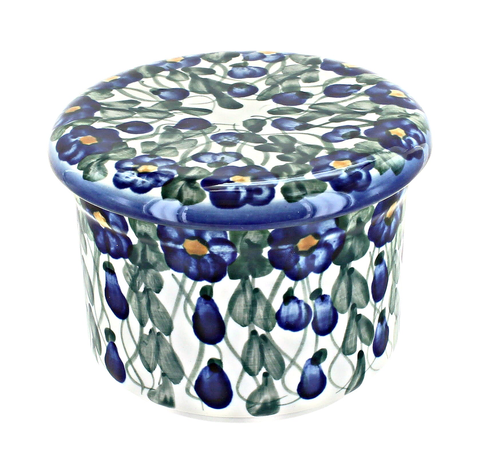 Blue Rose Polish Pottery Pandora French Butter Dish