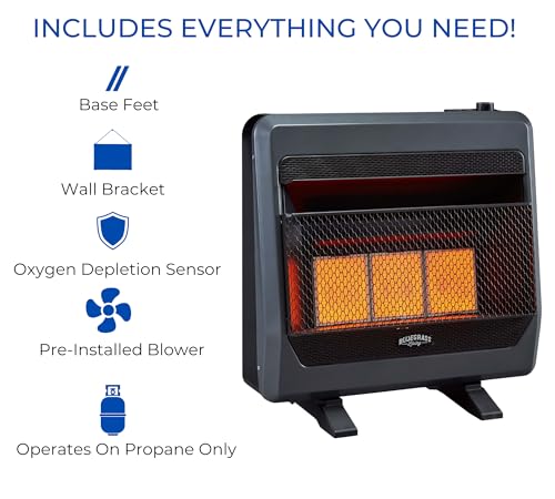 Ventless Natural Gas Infrared Space Heater with Thermostat, 20000 BTU, Black L65122
