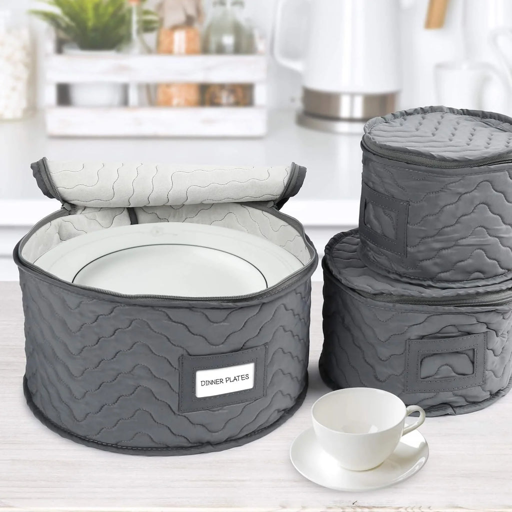 Quilted 6-Piece Storage Box Set for Chinaware, Stemware & Dinnerware K700336