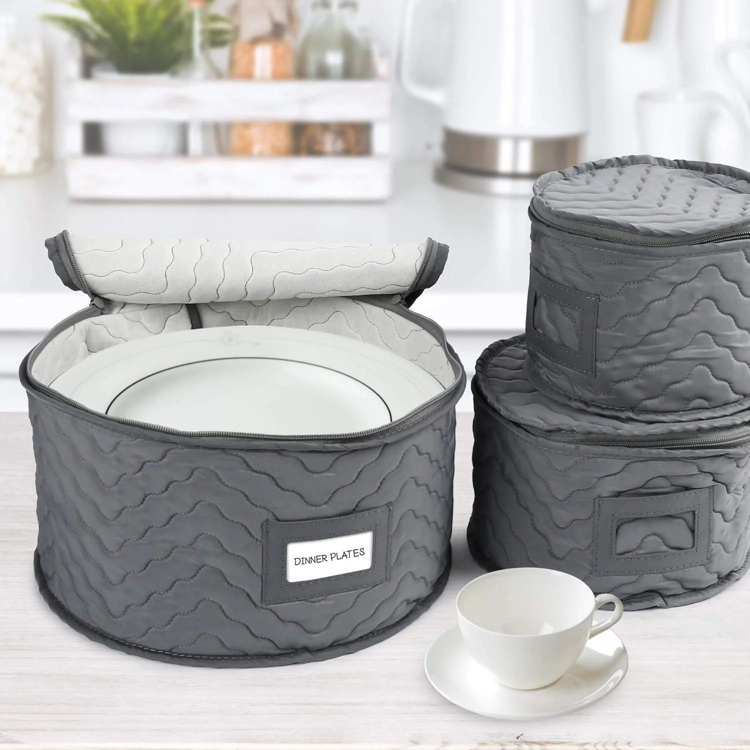 Quilted 6-Piece Storage Box Set for Chinaware, Stemware & Dinnerware K700336
