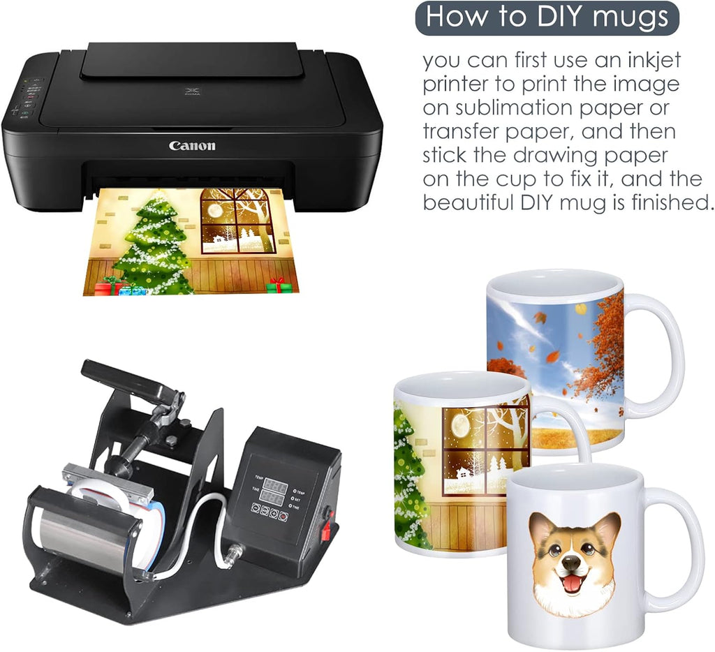 Blank White Ceramic Sublimation Mugs 11 oz, 12-Piece Set Y925