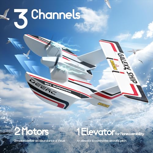 RC Plane for Water Land & Air, Amphibious Aircraft with 2 Batteries J78024