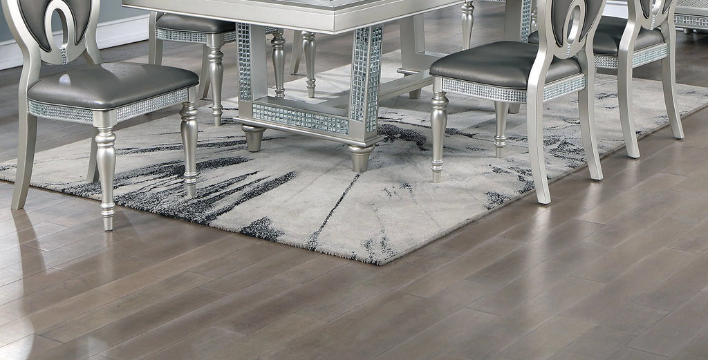 Formal Dining Table with Silver Hue Glass Top R700791