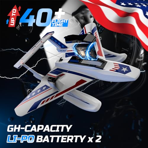 RC Plane for Water Land & Air, Amphibious Aircraft with 2 Batteries J78024