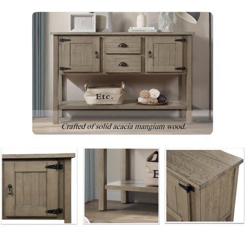 Sideboard Buffet with Storage, 2 Drawers and Cabinets, Antique White C276
