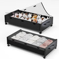 Wooden Under Bed Storage with Wheels, Rolling Under the Bed Storage Bins with Removable Lid, Metal Under Bed Drawers for Clothes and Shoes in Bedroom or Living Room(Black Wood-2pack)