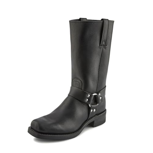 Frye Harness 12R Boots for Men with Oiled-Leather Upper, Goodyear Welt Construction, Stacked Leather Heel, and Nickel Hardware – 12” Shaft Height