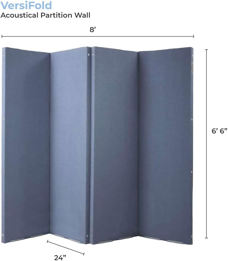 Folding Room Divider Partition Panel Sound Reducing Screen, Blue 8 x 6.6 N621