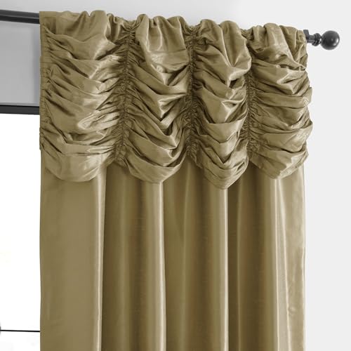 Ruched Faux Silk Curtains for Living Room, 50 x 96, Flax Gold A580