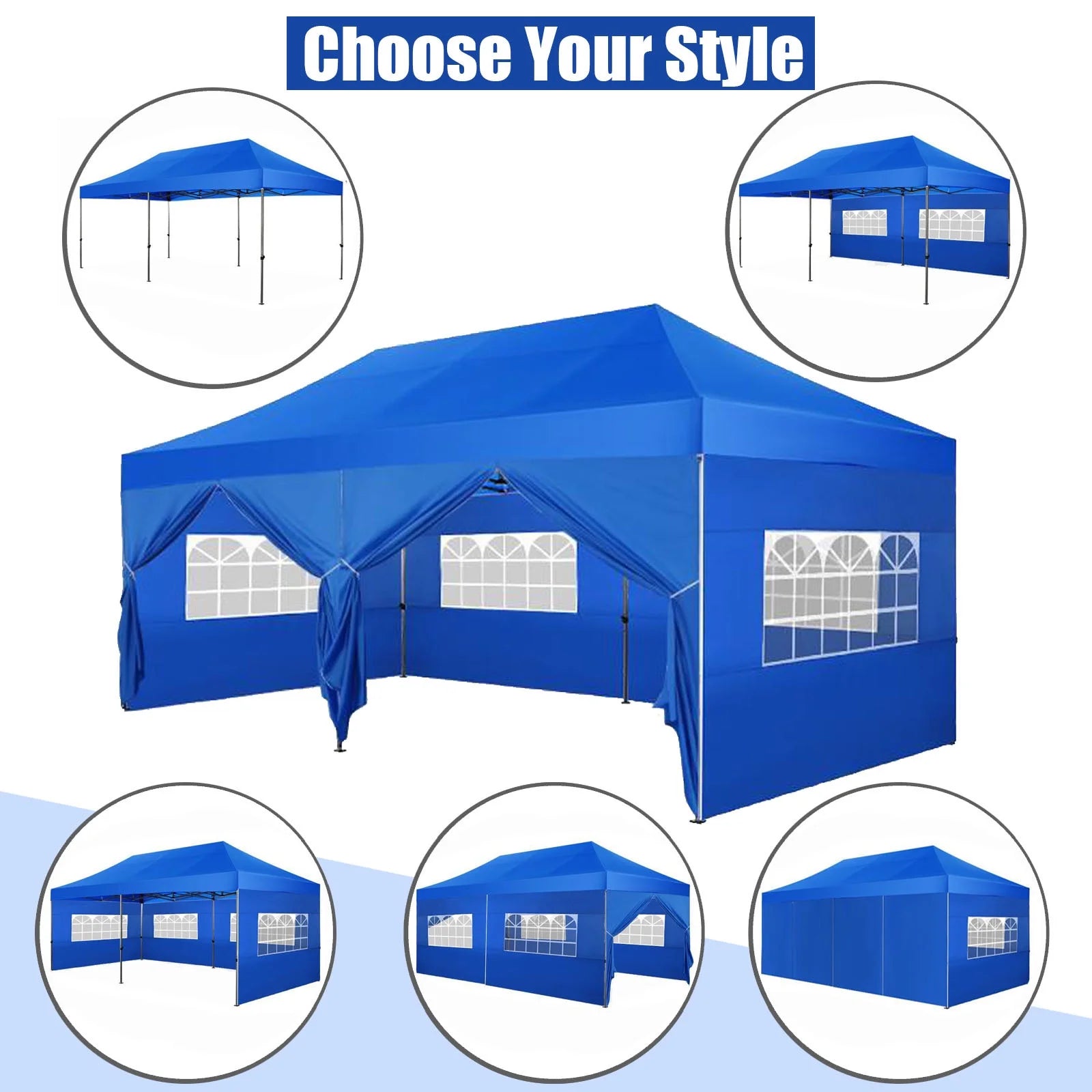 10x20 ft Pop Up Canopy Tent with Removable Sidewalls and Roller Bag X584106
