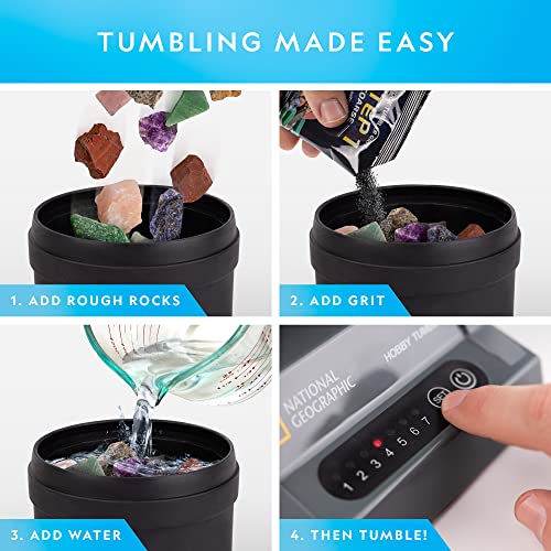Rock Tumbler Kit with Noise-Reduced Barrel, Raw Gemstone & Jasper Mix X38974