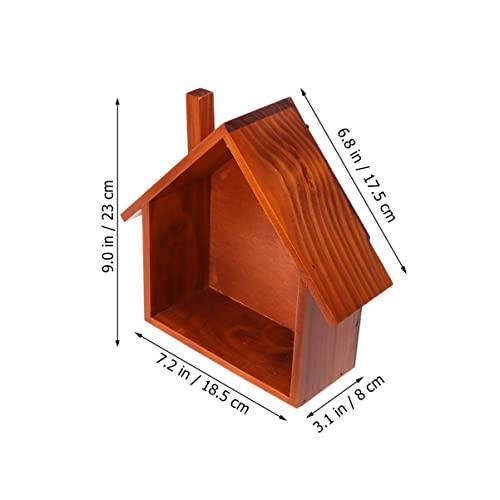 Wooden Floating House Shaped Wall Shelf Storage Rack Y119784
