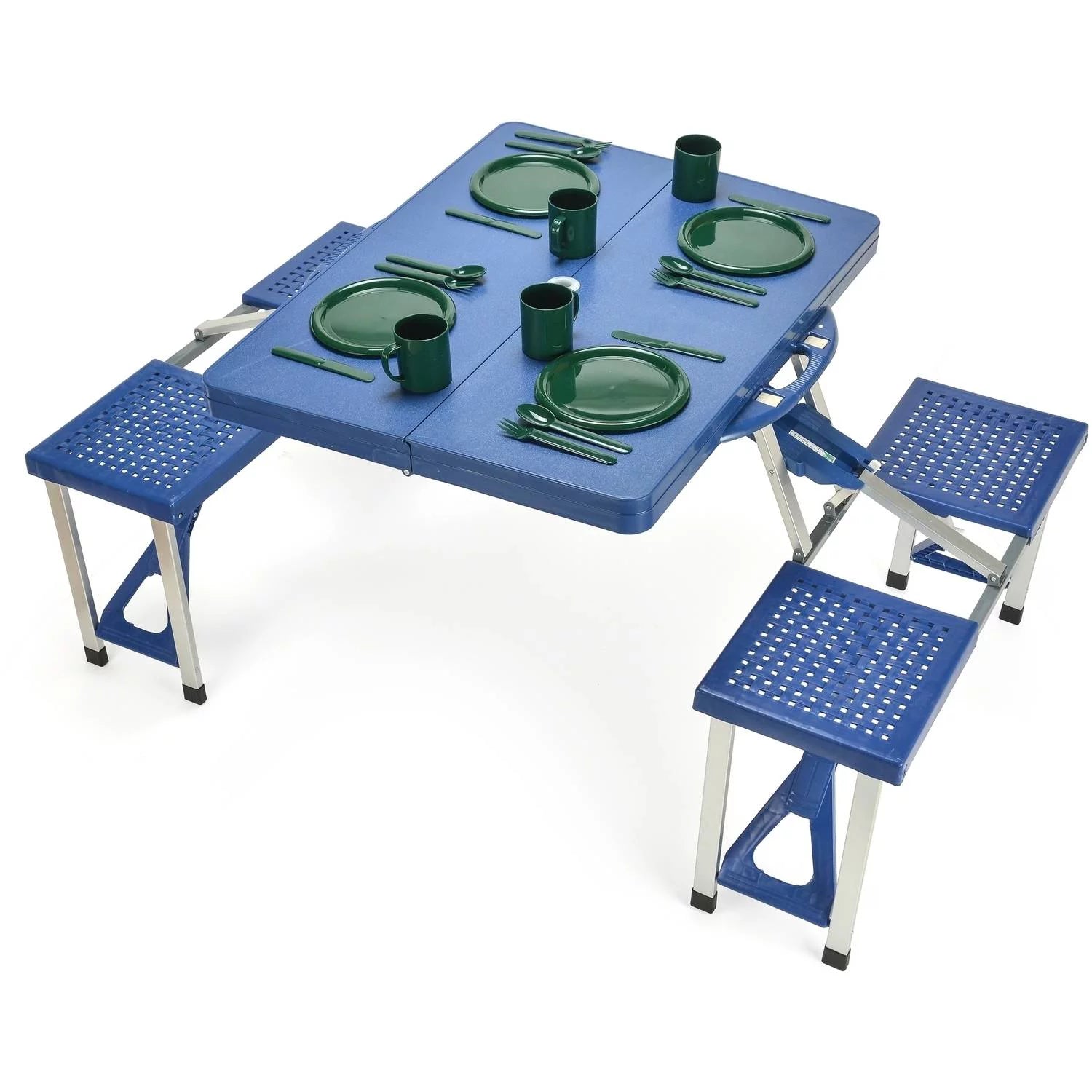 Portable Folding Picnic Table with 4 Seats J904978