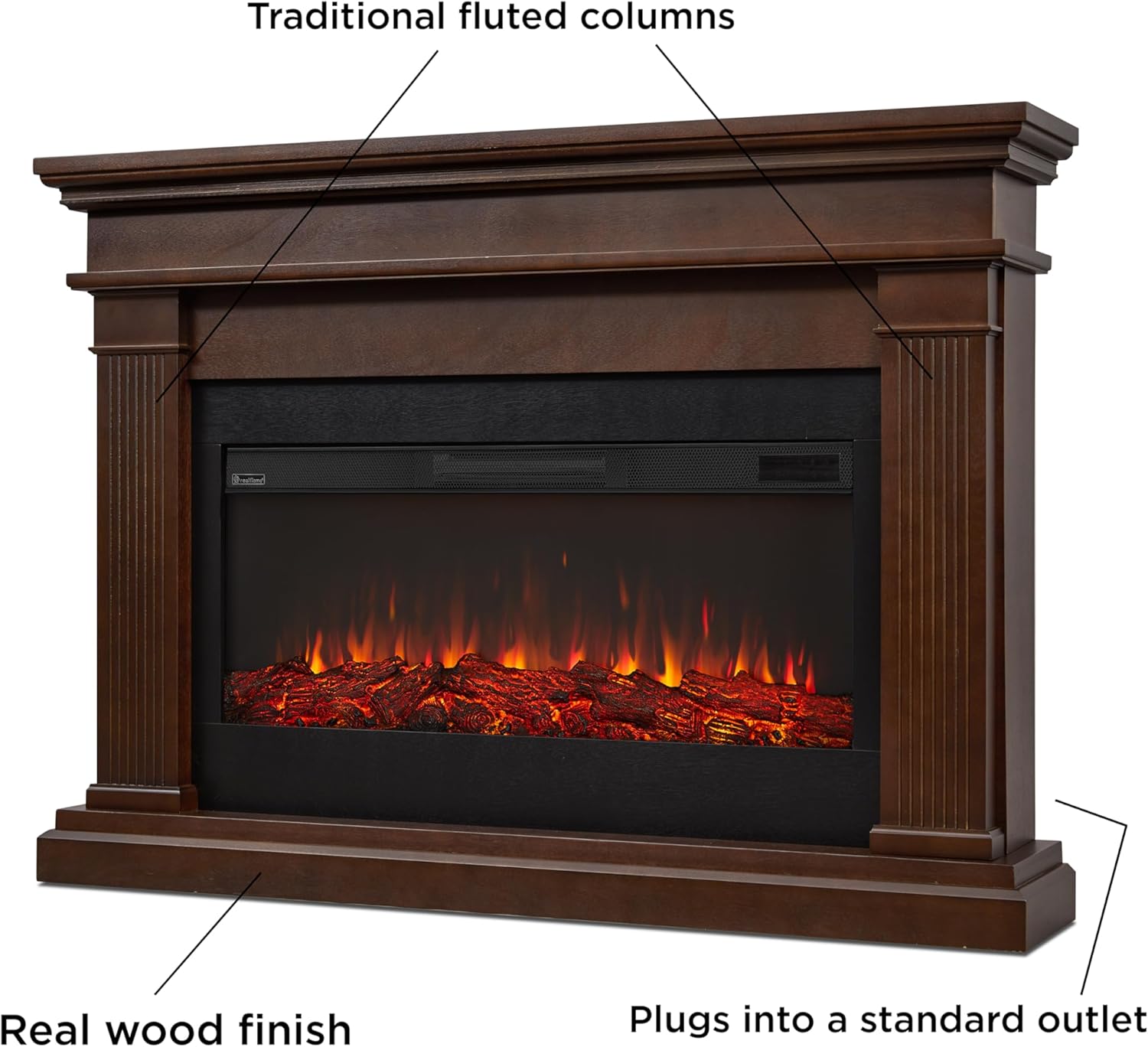 59" Landscape Electric Fireplace with Mantel, Remote Control, Timer Z754760