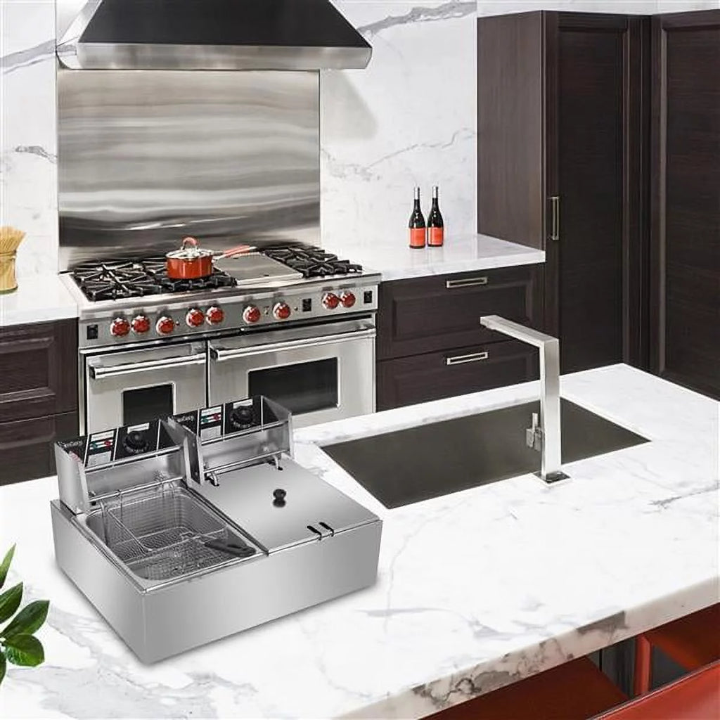 12L Dual Tank Electric Deep Fryer with 2 Basket R834