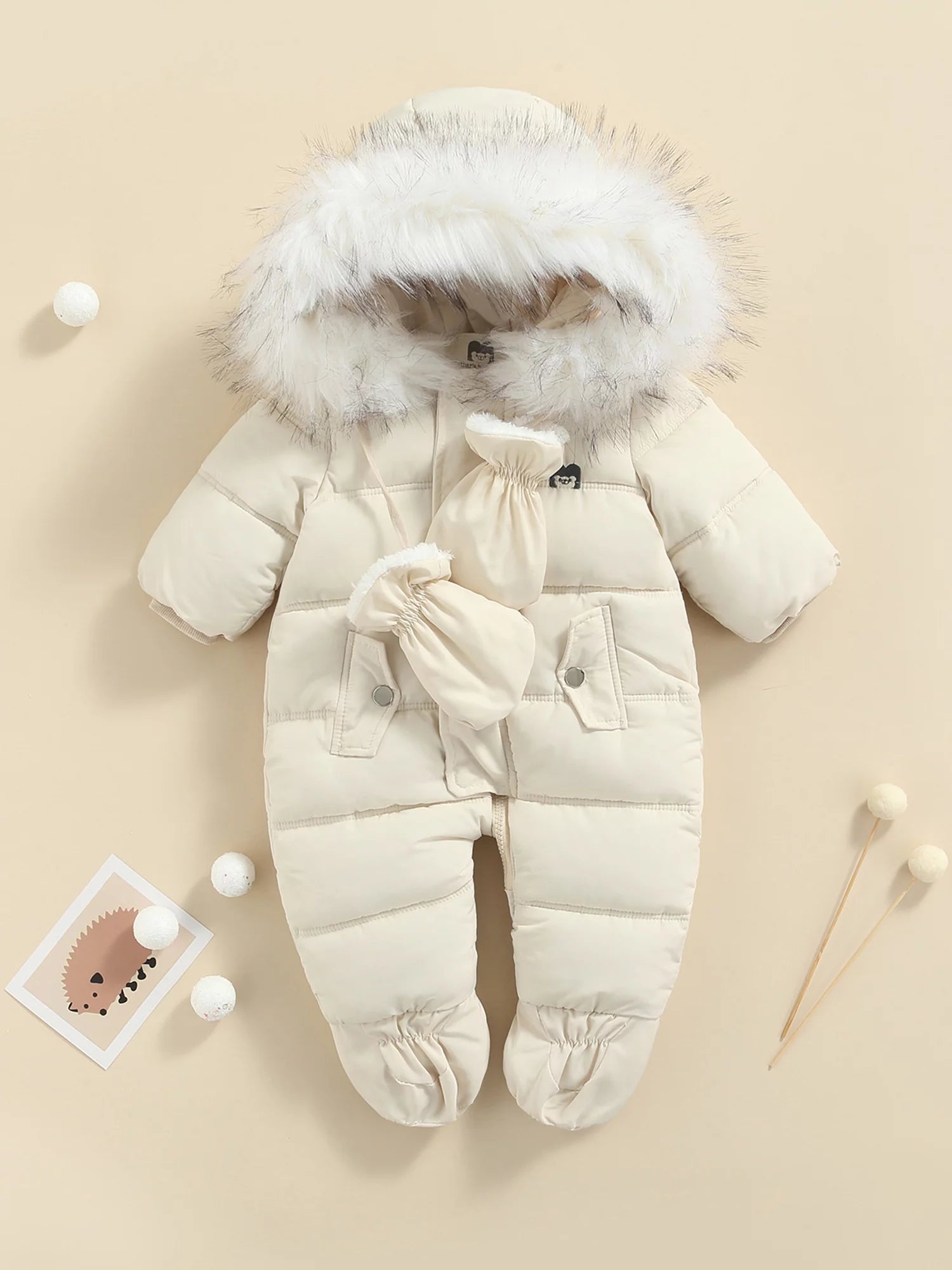 Baby Winter Snowsuit Hooded Puffer Romper X920243
