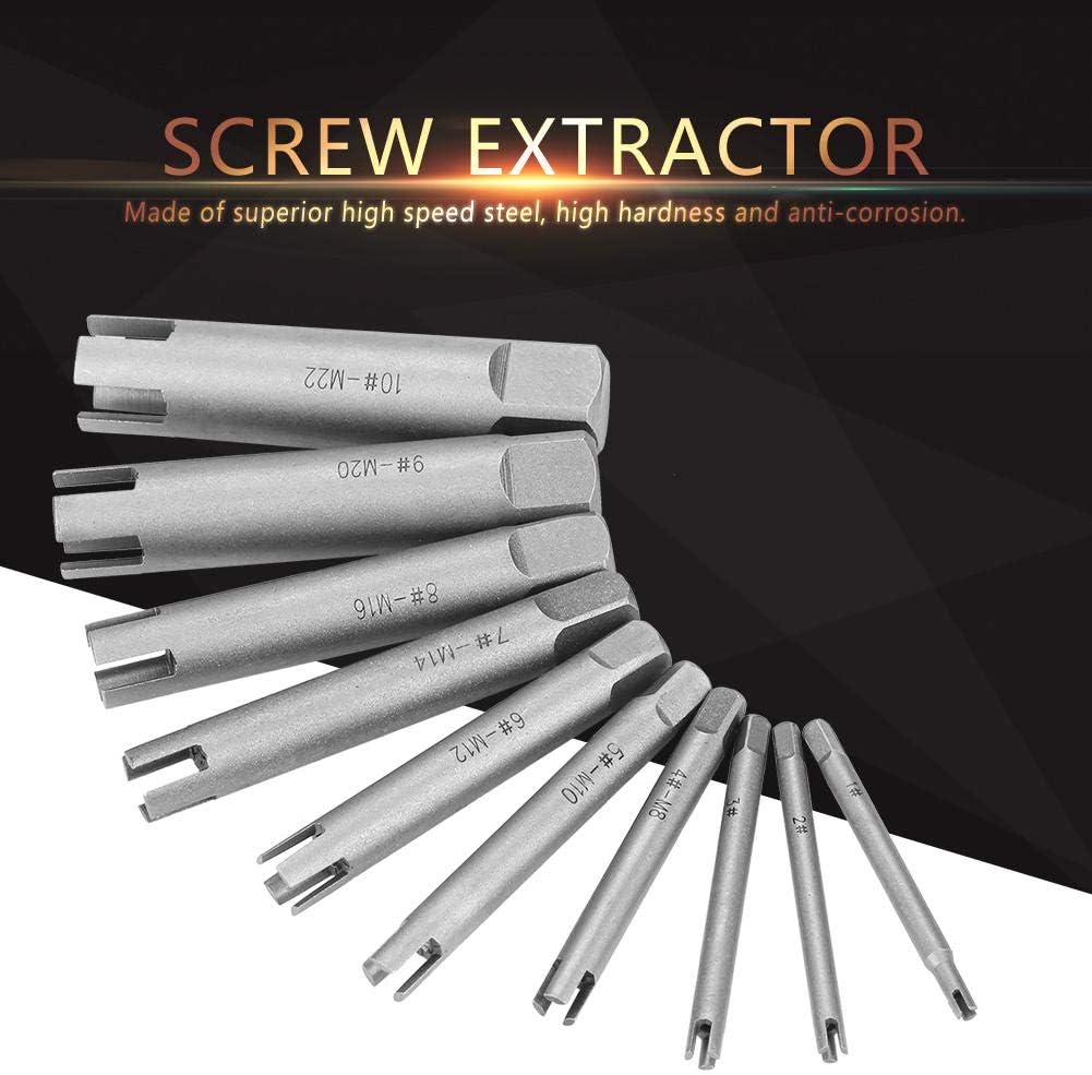 Screw Tap Extractor Set, Broken Head Screw Remover, High-Speed Steel, 10 Pieces O6543