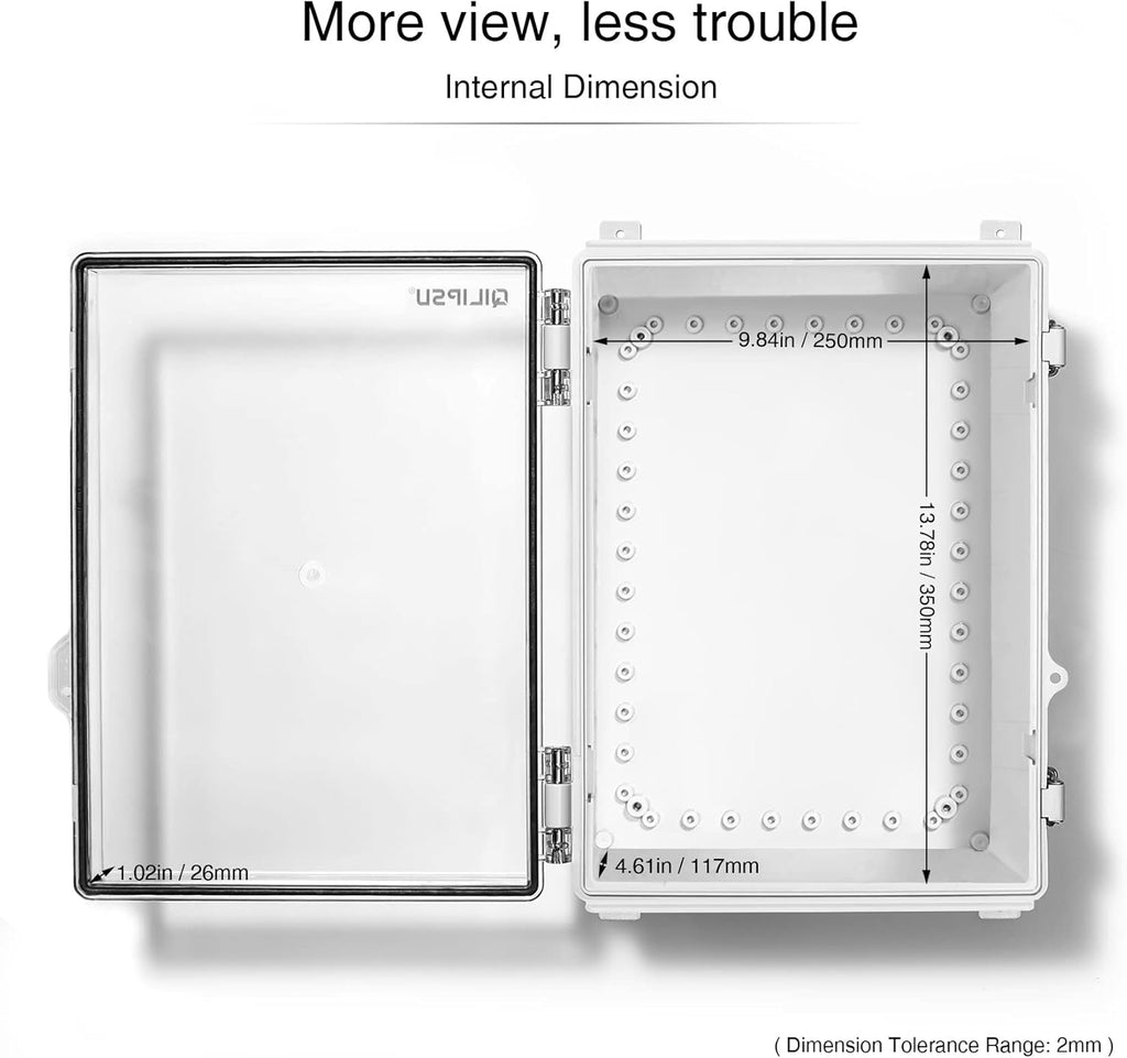 Clear Hinged Cover Junction Box with Mounting Plate, IP67 Waterproof Dustproof Enclosure, Pack of 2 Q862551