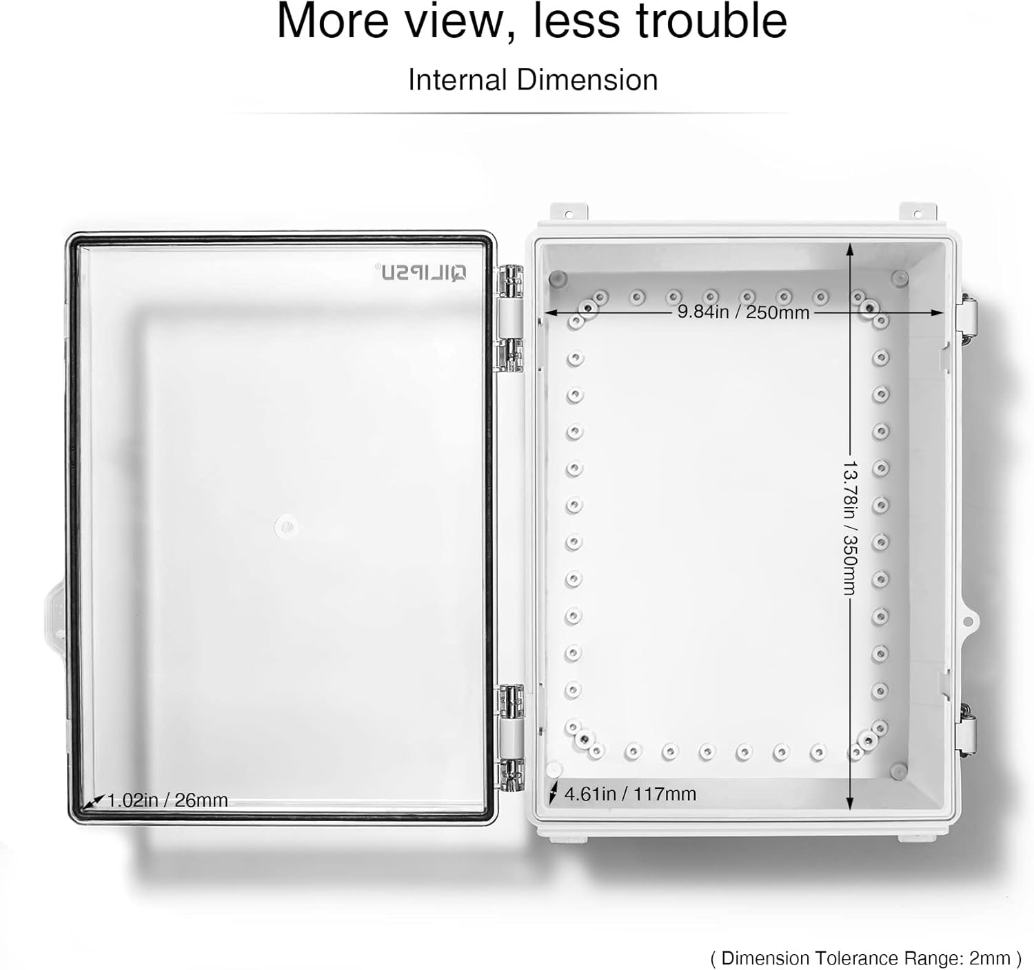Clear Hinged Cover Junction Box with Mounting Plate, IP67 Waterproof Dustproof Enclosure, Pack of 2 Q862551