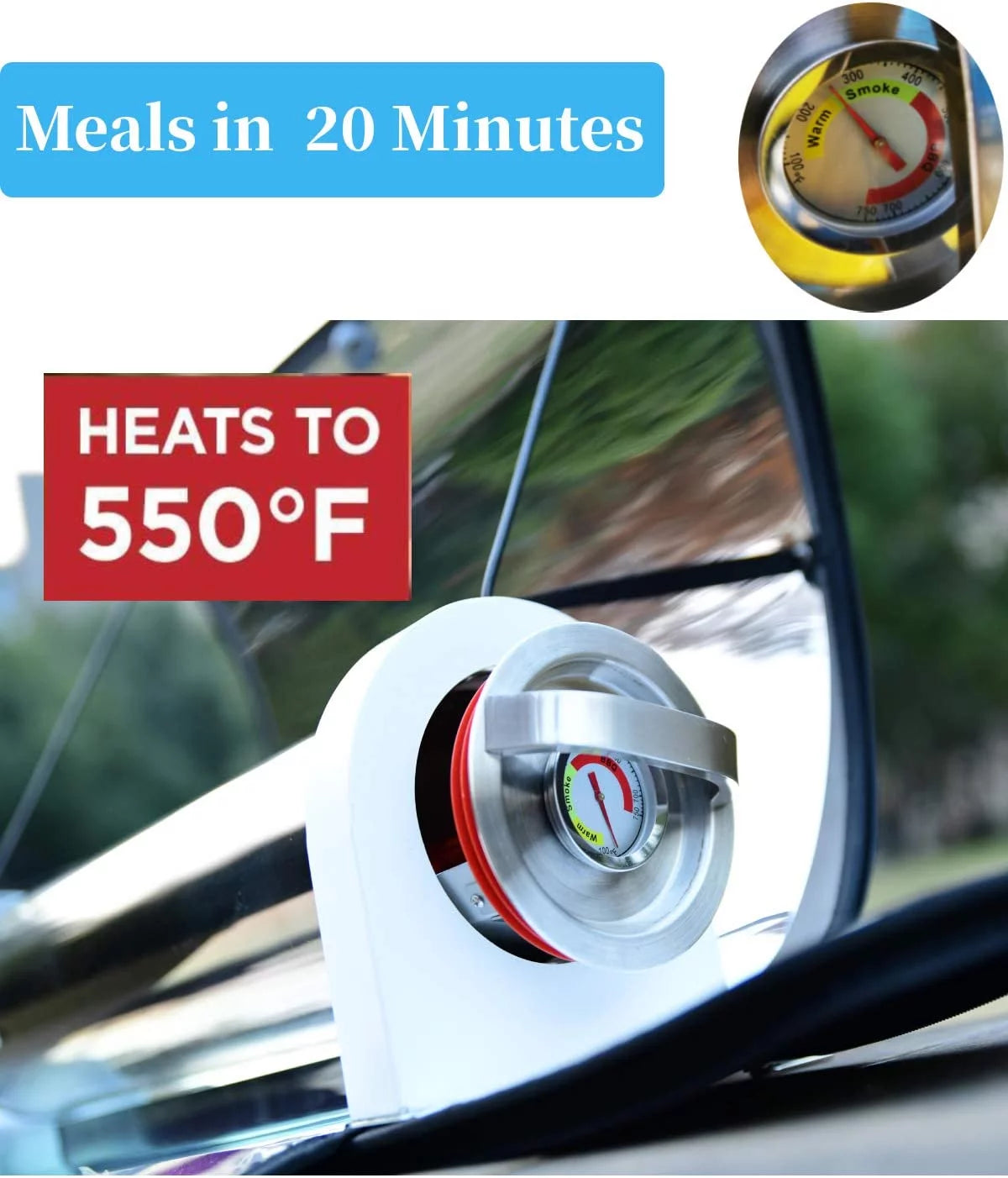 Solar Oven Portable 4.5L Outdoor Camping Cooker with Thermometer N496