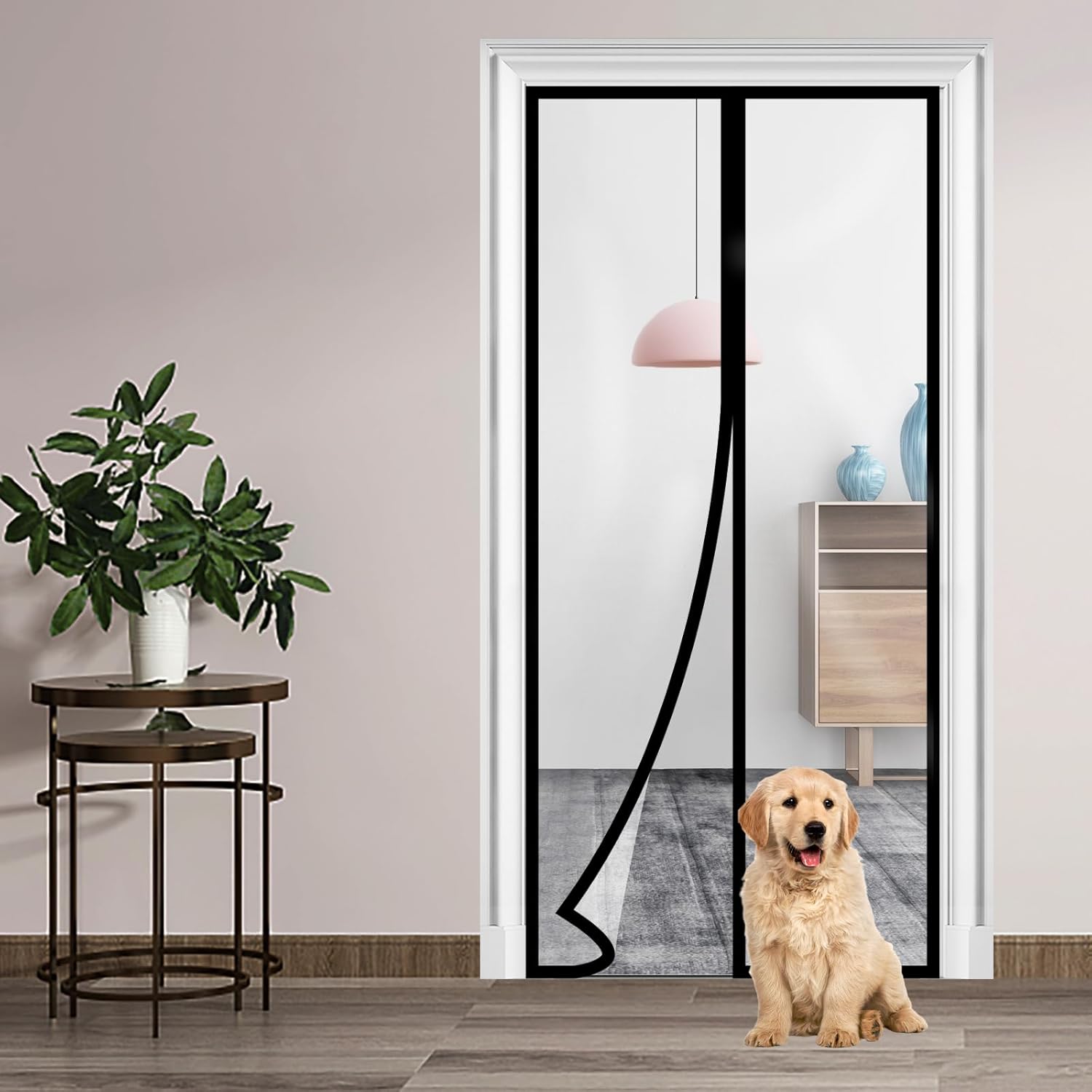 Transparent Insulated Door Curtain，Skloopearg Magnetic Thermal Door Screen Auto Closer Fits Doors Up to 34" x 80", to Keep Warm in Winter Cool in Summer for Air Conditioner Room, Kitchen, Bedroom