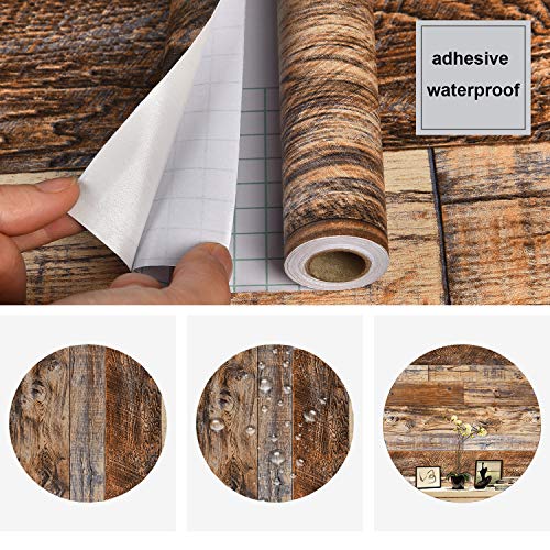 Brown Wood Peel and Stick Wallpaper Shiplap Self Adhesive Wood Plank H3107
