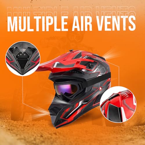 Off-Road Motorcycle Helmet with Goggle, Gloves & Mask V369861