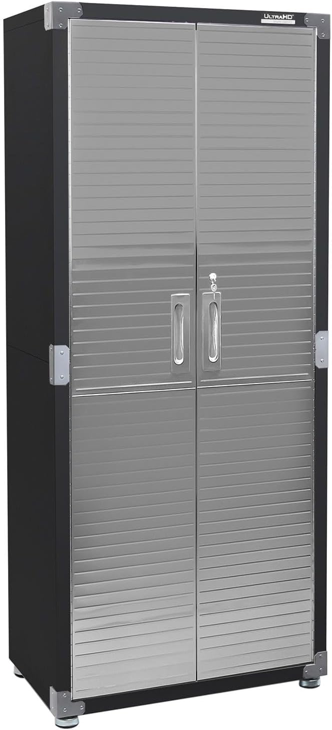 Seville Classics UltraHD Solid Steel Lockable Metal Storage Cabinet Locker Organizer w/Adjustable Shelves for Garage, Warehouse, Office, Classroom, 30" W x 18" D x 72" H, Graphite
