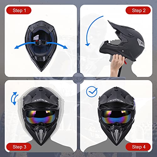 Off-Road Motorcycle Helmet with Goggle, Gloves & Mask V369861
