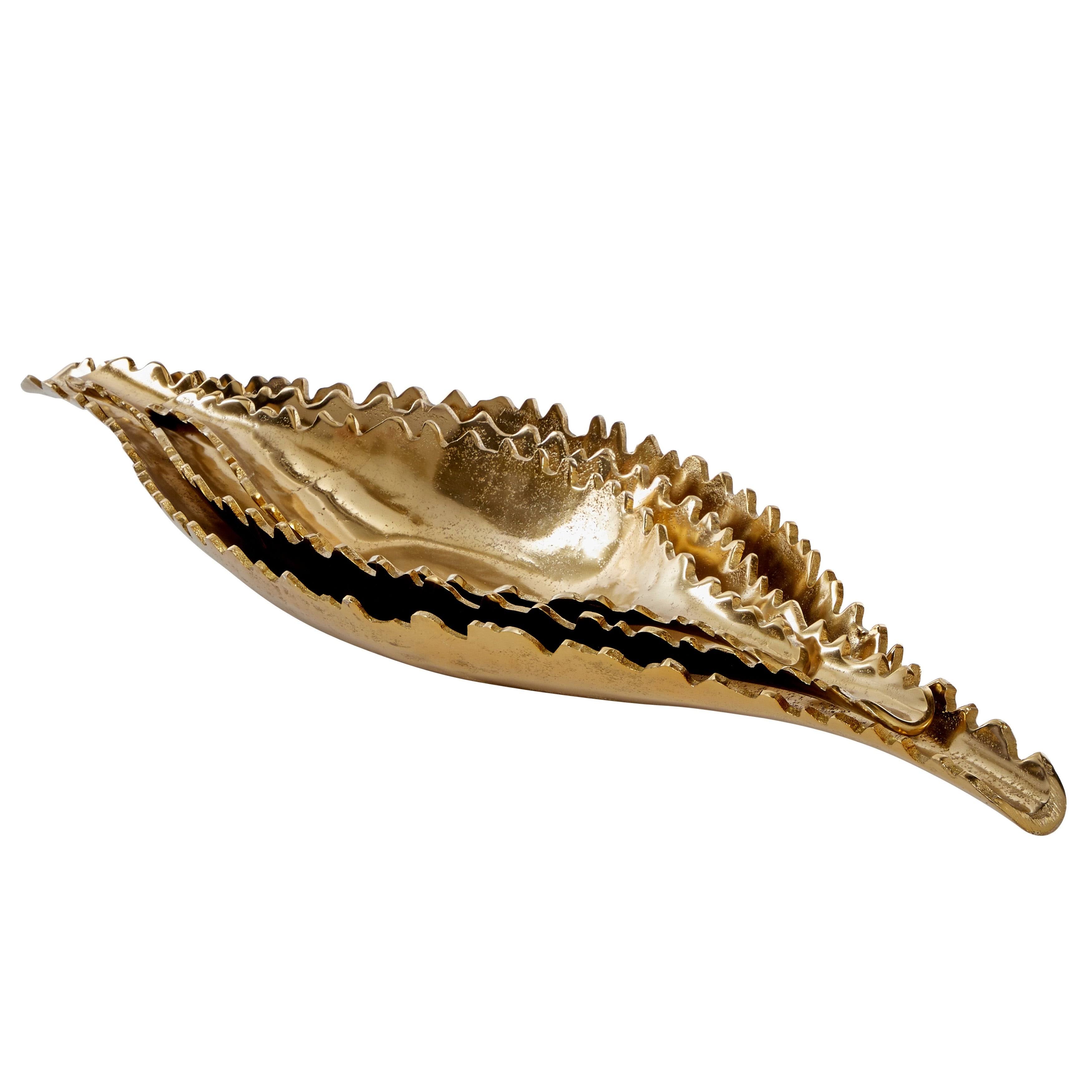 Large Metallic Gold Metal Boat Trays, Set of 3 L941
