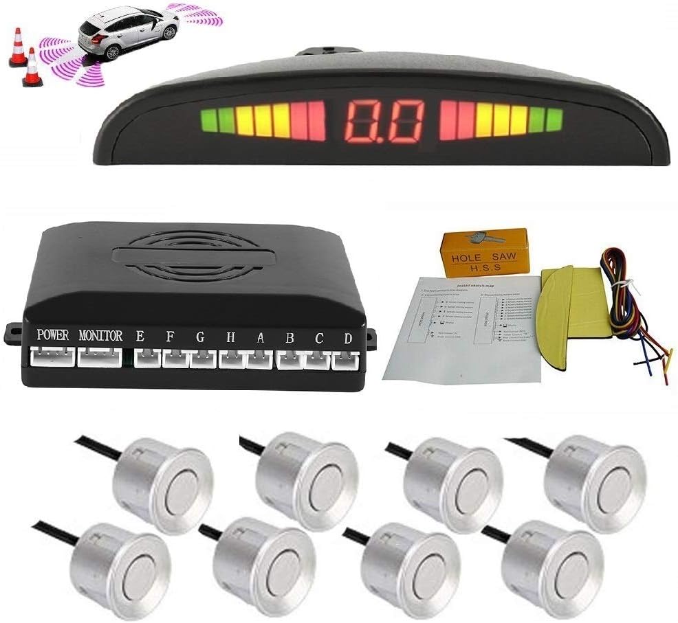 Car Parking Sensor Reverse Radar System with Front and Rear Alarm Buzzer LED Display I75149