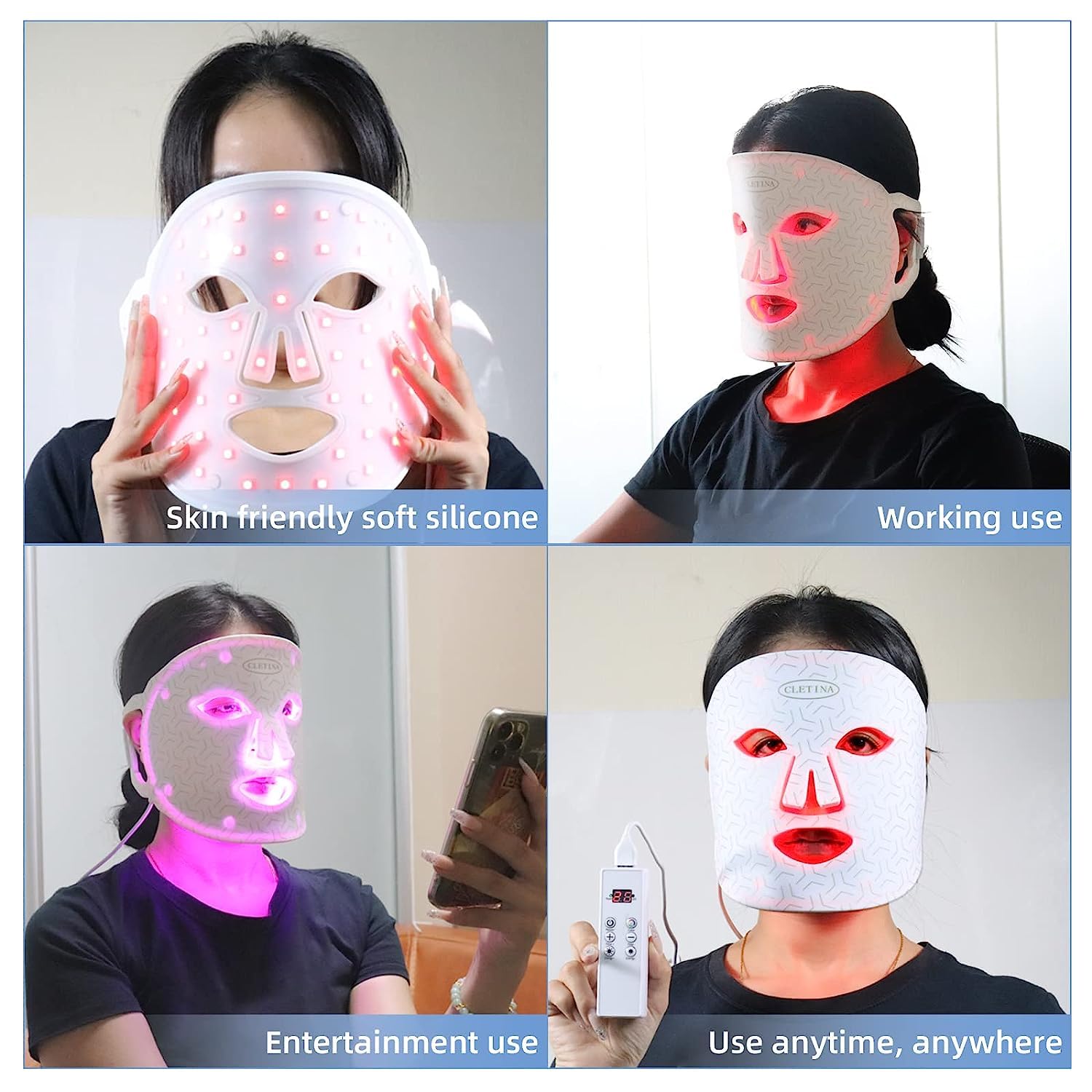 LED Face Mask, Rechargeable, Portable for Home and Travel U245141