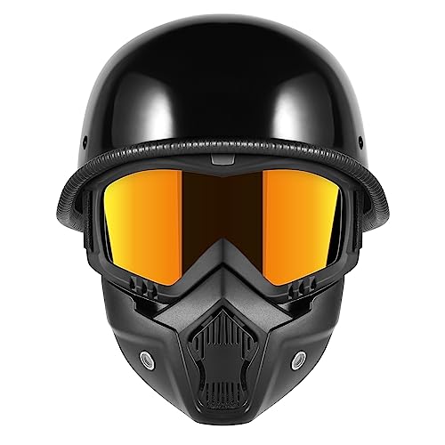 Motorcycle Half Helmet with Face Shield, DOT Approved Retro Style X5103