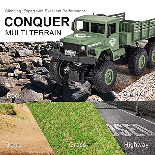 RC Military Truck Off-Road Remote Control Car, 2.4Ghz 4WD 1:18 Scale Toy for Kids V172648