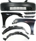 7pcs Front Steel/Plastic Bumper Cover Kit with Quarter Panel Without Molding Holes for Honda for Civic DX/EX//HX/LX 01-03 Primed Auto Body Repair-Part Name HO1241153 HO1066114