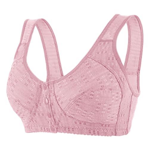 Front Closure Bras for Older Women 2024 Plus Size Convenient Full Support No Underwire Bras Comfy Breathe Push up Bra