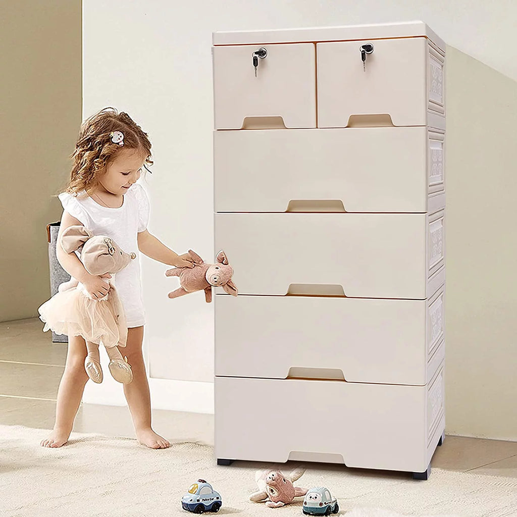 6-Drawer Tall Storage Cabinet for Bedroom, Playroom, Kids Room P4546