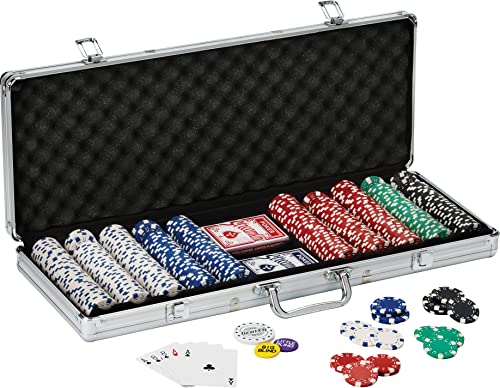 500 Striped Dice Poker Chip Set with Aluminum Case V674852