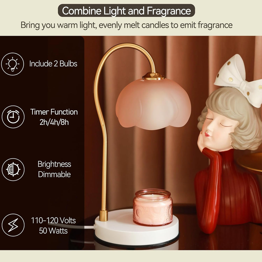Candle Warmer Lamp with Timer & Dimmer for Large Jar Candles, 2 Bulbs F201