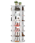Rotating Shoe Rack 7-Tier Wood Shoe Organizer for Closet Holds 32 Pairs of Shoes 360° Spinning Shoe Rack Tower Space-Saving Shoe Storage Shelf
